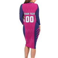 Custom Rajasthan 2025 Cricket Royals Family Matching Long Sleeve Bodycon Dress and Hawaiian Shirt Pink And Halla Bol