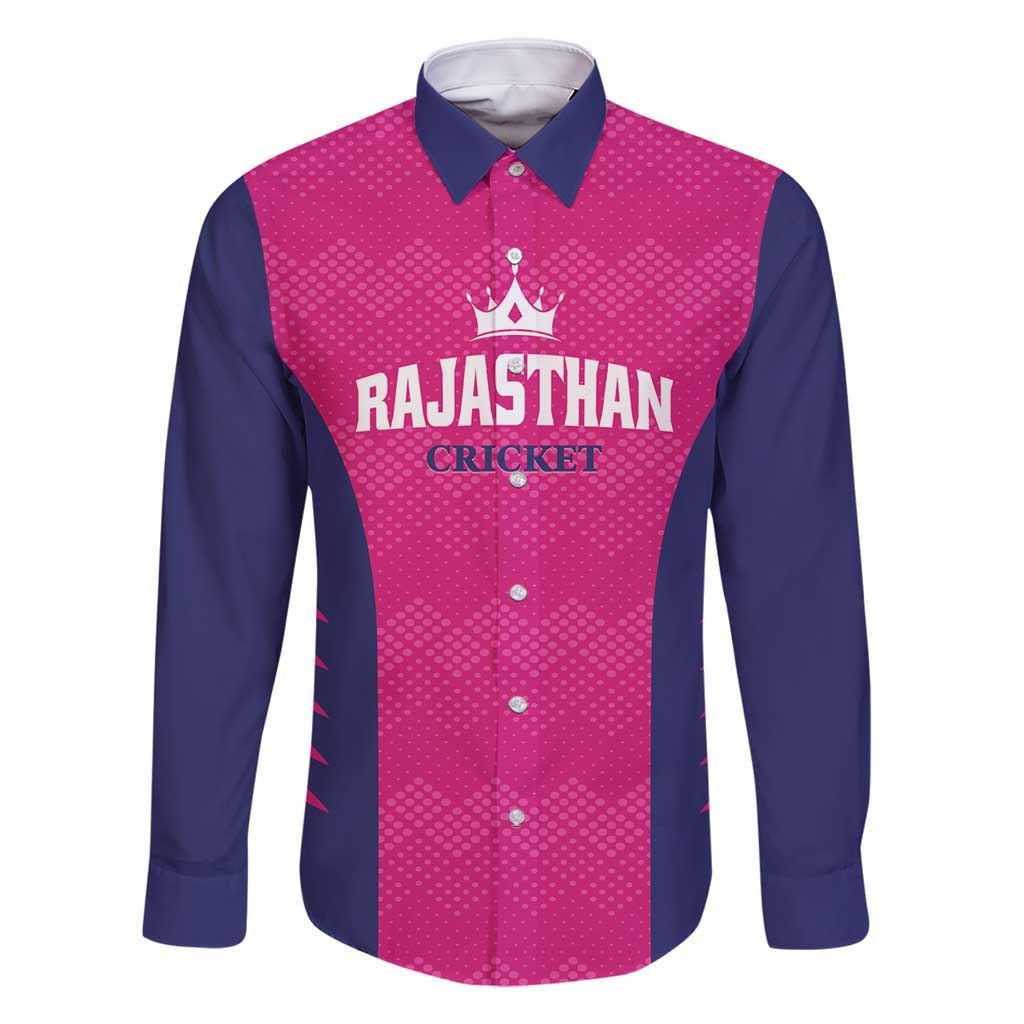 Custom Rajasthan 2025 Cricket Royals Family Matching Mermaid Dress and Hawaiian Shirt Pink And Halla Bol