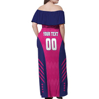 Custom Rajasthan 2025 Cricket Royals Family Matching Off Shoulder Maxi Dress and Hawaiian Shirt Pink And Halla Bol