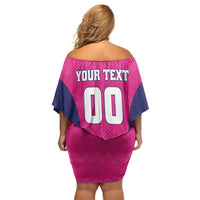 Custom Rajasthan 2025 Cricket Royals Family Matching Off Shoulder Short Dress and Hawaiian Shirt Pink And Halla Bol