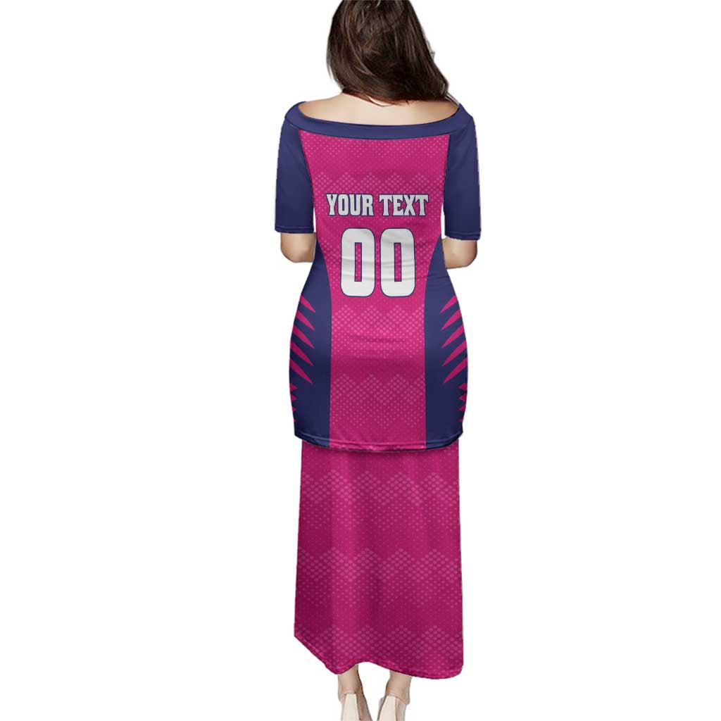 Custom Rajasthan 2025 Cricket Royals Family Matching Puletasi and Hawaiian Shirt Pink And Halla Bol