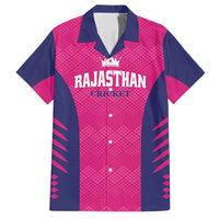 Custom Rajasthan 2025 Cricket Royals Family Matching Short Sleeve Bodycon Dress and Hawaiian Shirt Pink And Halla Bol