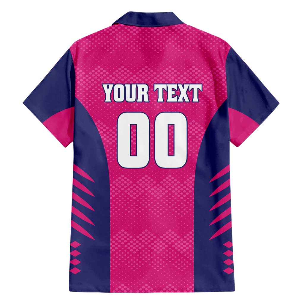 Custom Rajasthan 2025 Cricket Royals Family Matching Short Sleeve Bodycon Dress and Hawaiian Shirt Pink And Halla Bol