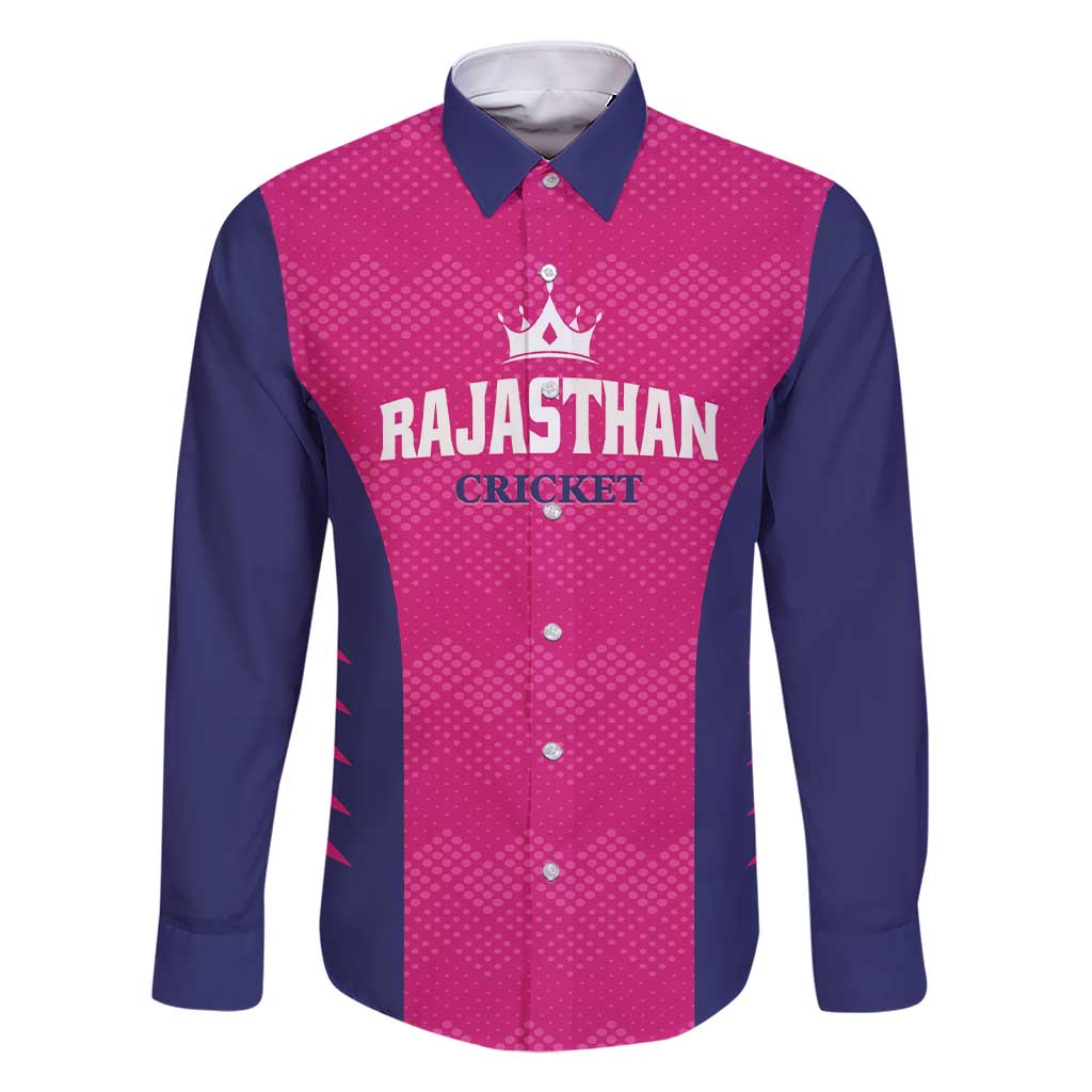 Custom Rajasthan 2025 Cricket Royals Family Matching Short Sleeve Bodycon Dress and Hawaiian Shirt Pink And Halla Bol