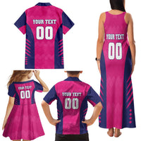 Custom Rajasthan 2025 Cricket Royals Family Matching Tank Maxi Dress and Hawaiian Shirt Pink And Halla Bol