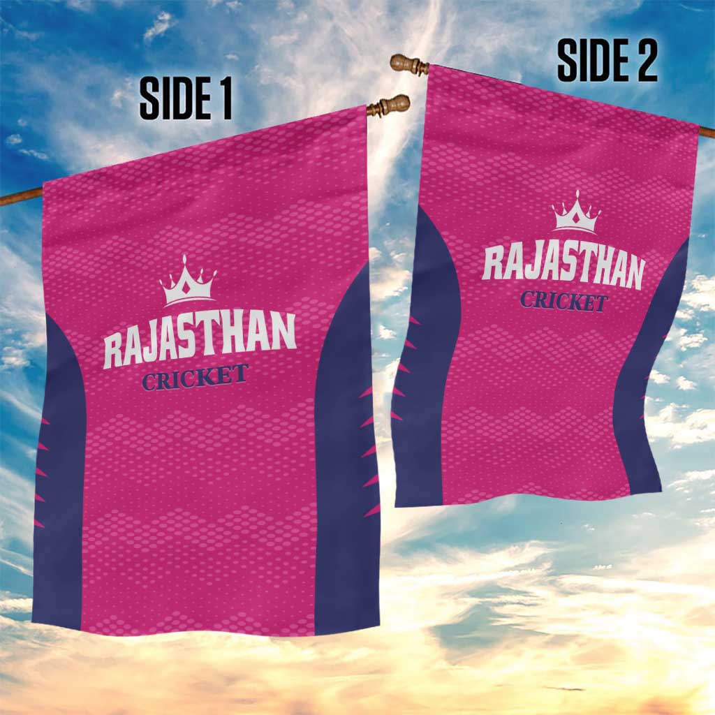 Rajasthan 2025 Cricket Royals Garden Flag Pink And Halla Bol