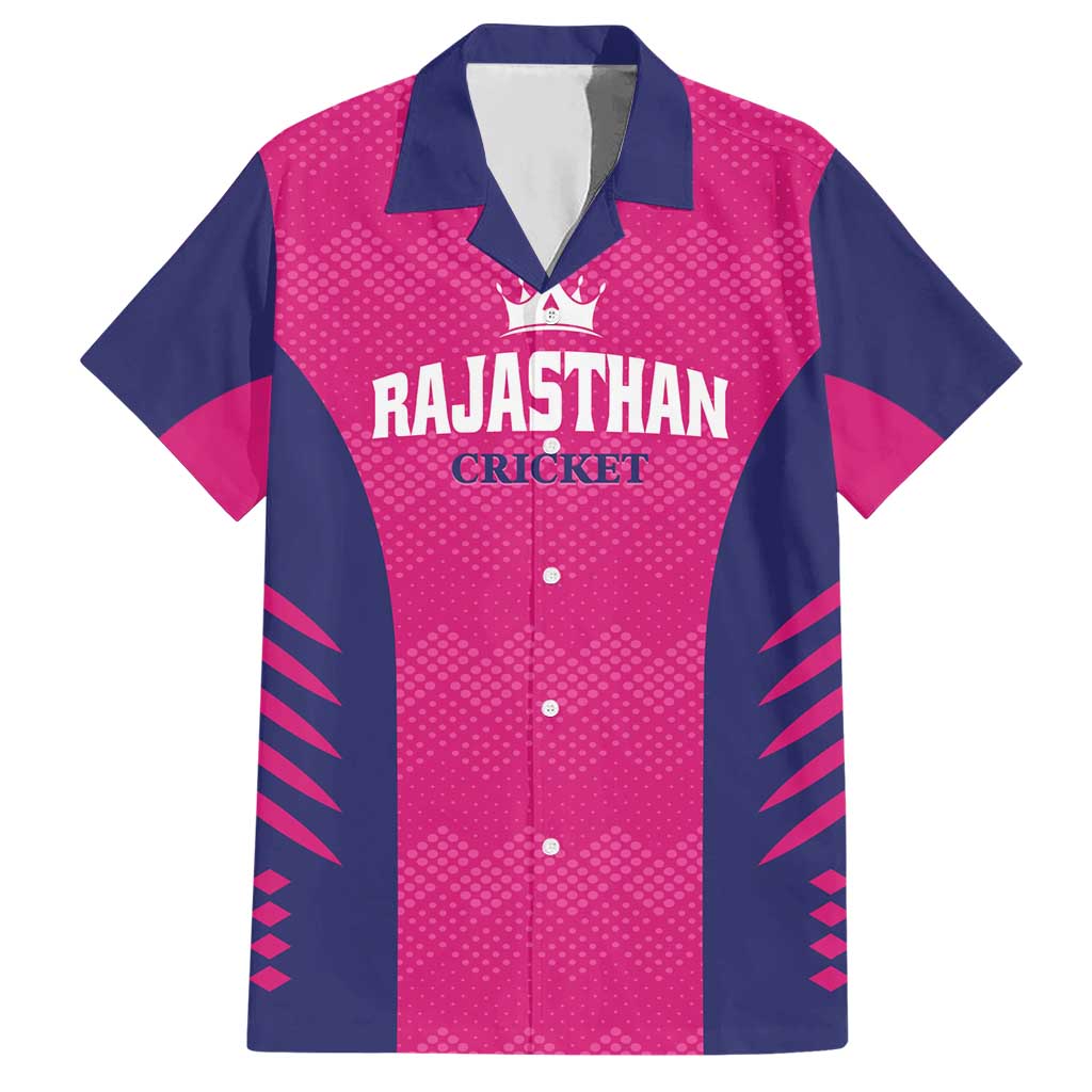 Custom Rajasthan 2025 Cricket Royals Hawaiian Shirt Pink And Halla Bol