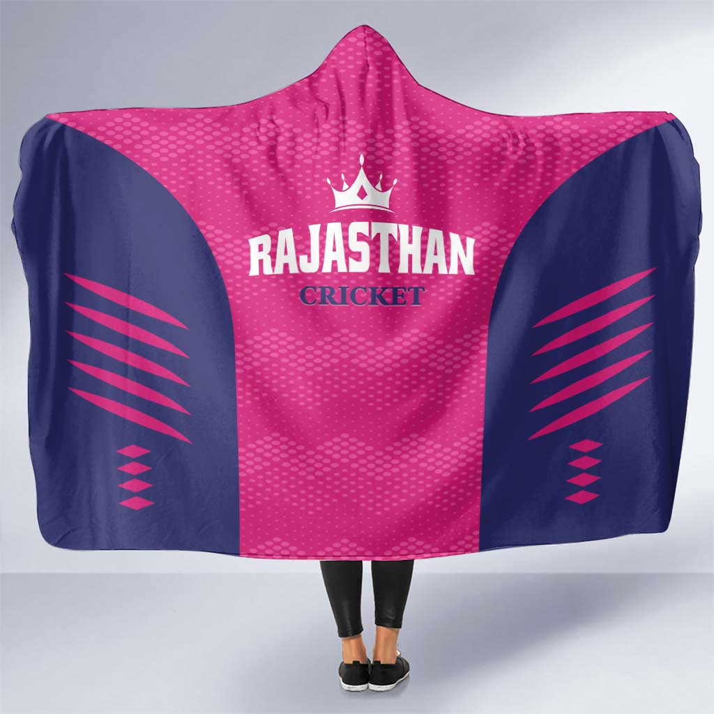 Rajasthan 2025 Cricket Royals Hooded Blanket Pink And Halla Bol