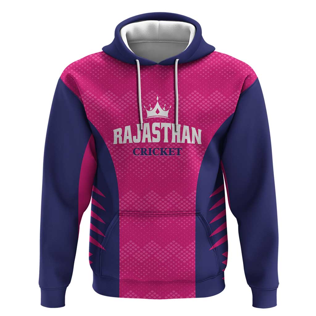 Custom Rajasthan 2025 Cricket Royals Hoodie Pink And Halla Bol