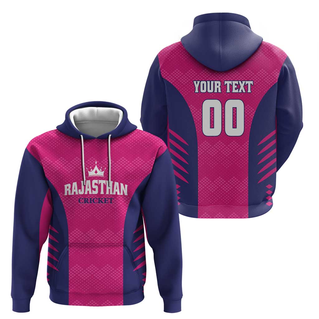 Custom Rajasthan 2025 Cricket Royals Hoodie Pink And Halla Bol