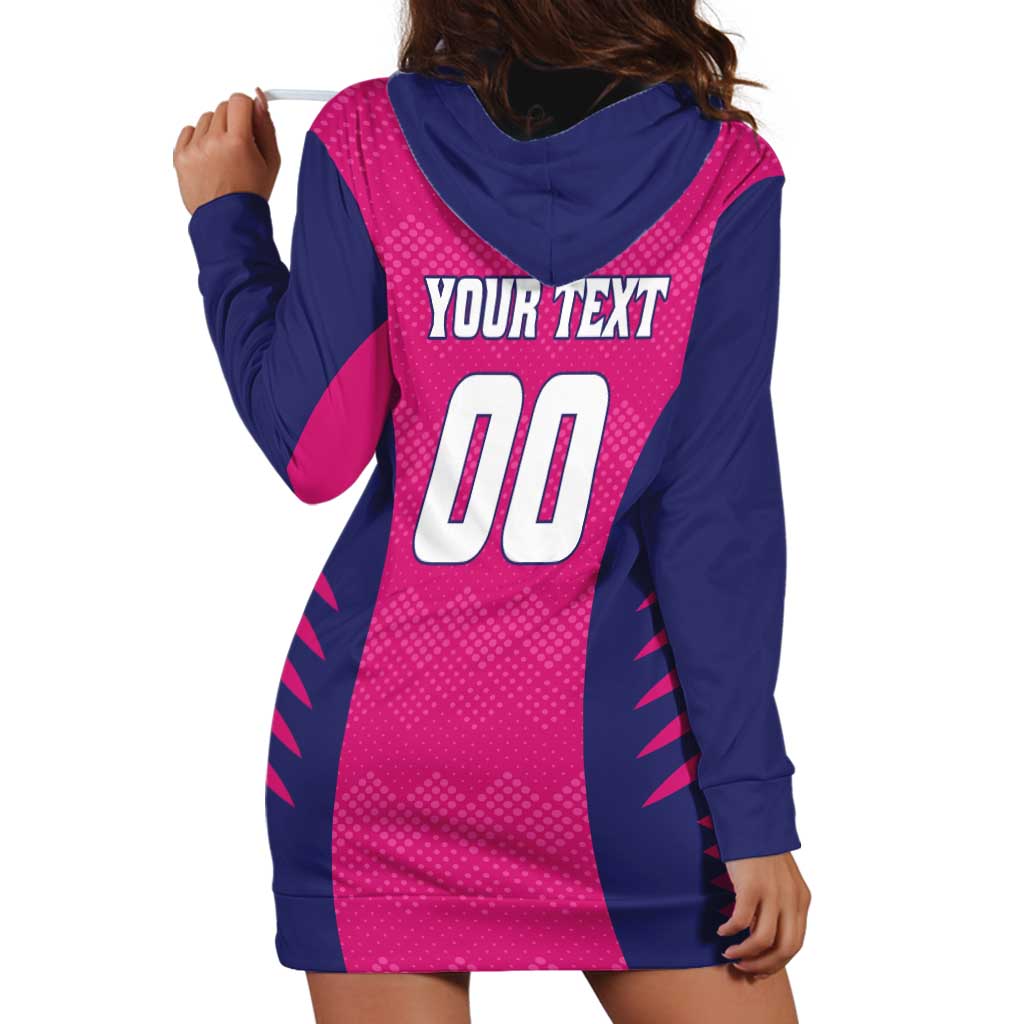 Custom Rajasthan 2025 Cricket Royals Hoodie Dress Pink And Halla Bol