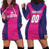 Custom Rajasthan 2025 Cricket Royals Hoodie Dress Pink And Halla Bol
