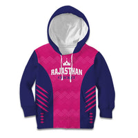 Custom Rajasthan 2025 Cricket Royals Kid Hoodie Pink And Halla Bol