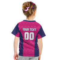 Custom Rajasthan 2025 Cricket Royals Kid T Shirt Pink And Halla Bol