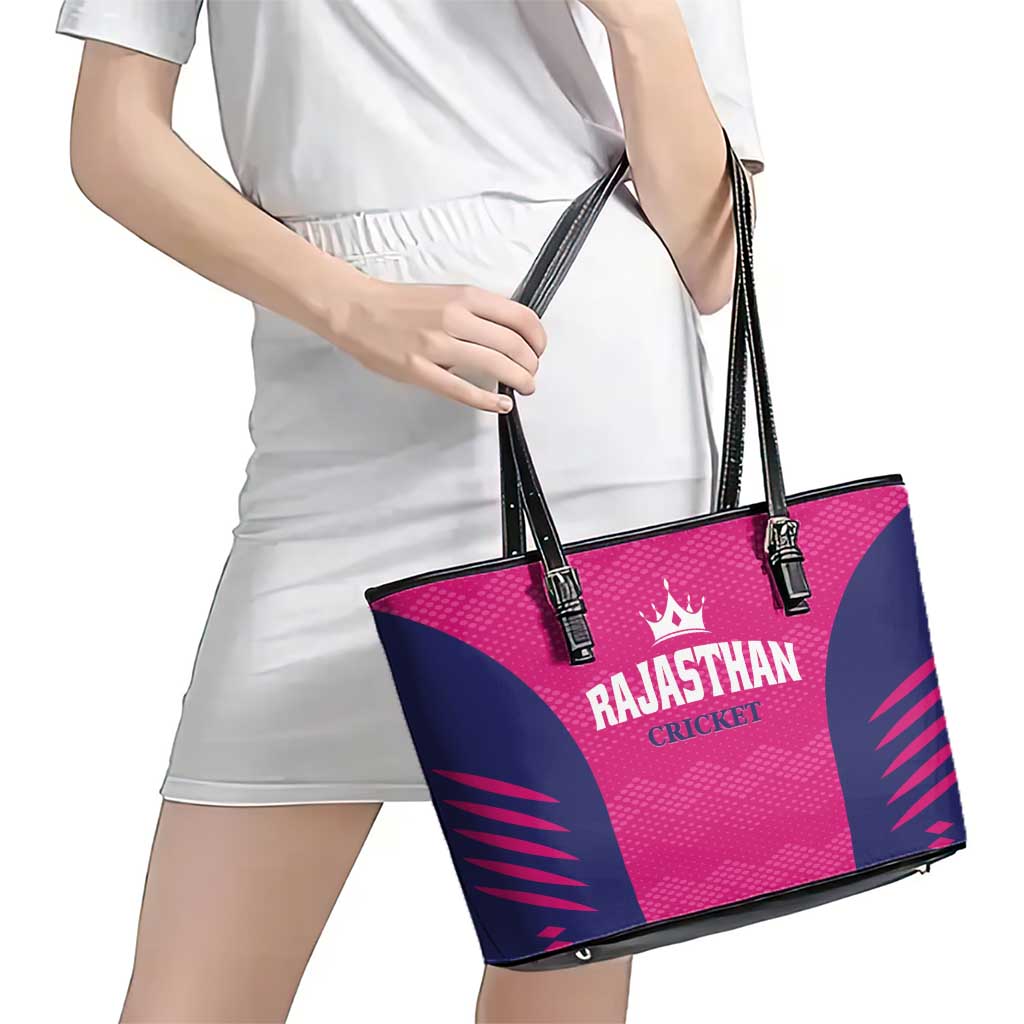 Rajasthan 2025 Cricket Royals Leather Tote Bag Pink And Halla Bol