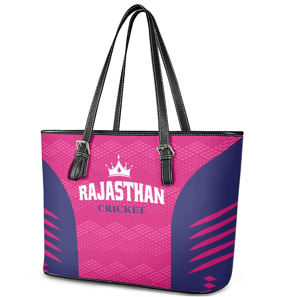 Rajasthan 2025 Cricket Royals Leather Tote Bag Pink And Halla Bol