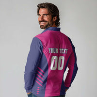 Custom Rajasthan 2025 Cricket Royals Long Sleeve Polo Shirt Pink And Halla Bol