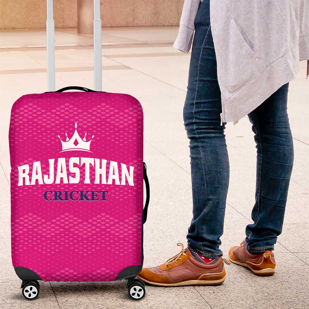 Rajasthan 2025 Cricket Royals Luggage Cover Pink And Halla Bol