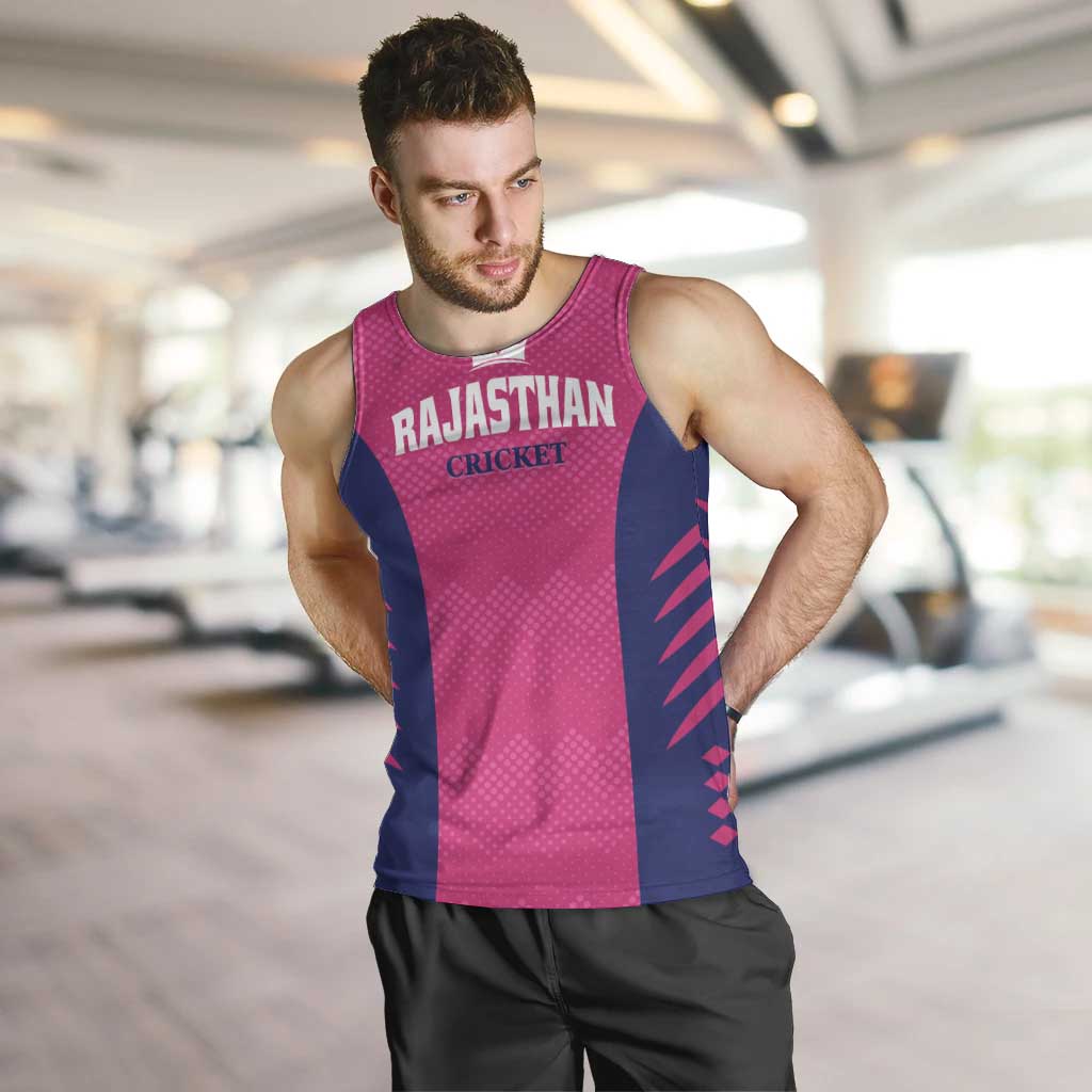 Custom Rajasthan 2025 Cricket Royals Men Tank Top Pink And Halla Bol