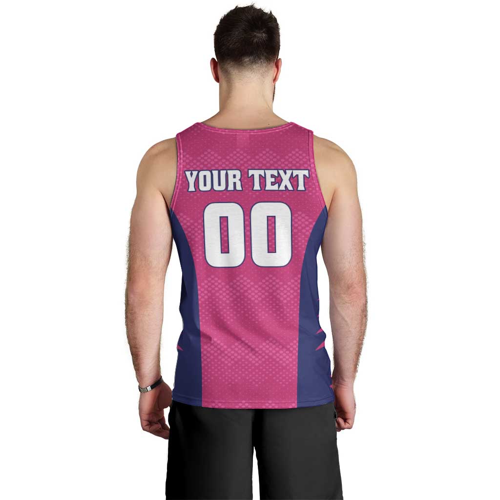 Custom Rajasthan 2025 Cricket Royals Men Tank Top Pink And Halla Bol