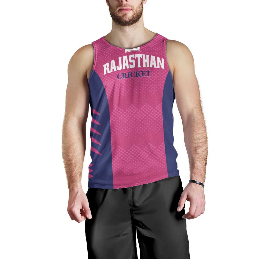 Custom Rajasthan 2025 Cricket Royals Men Tank Top Pink And Halla Bol