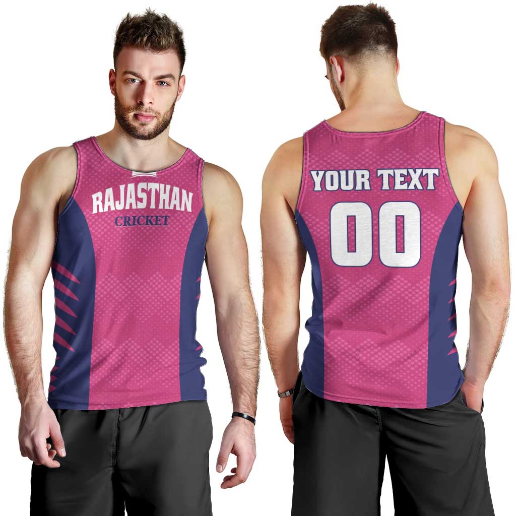 Custom Rajasthan 2025 Cricket Royals Men Tank Top Pink And Halla Bol