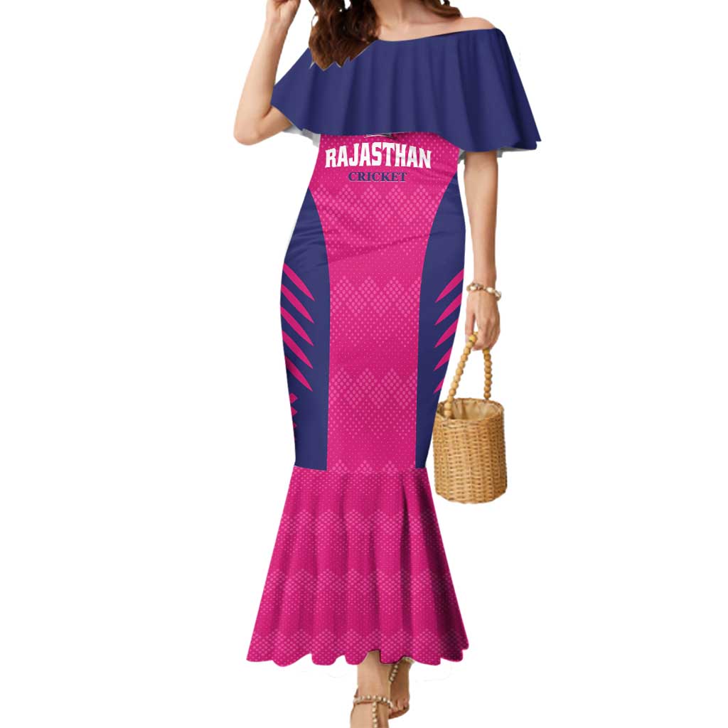 Custom Rajasthan 2025 Cricket Royals Mermaid Dress Pink And Halla Bol