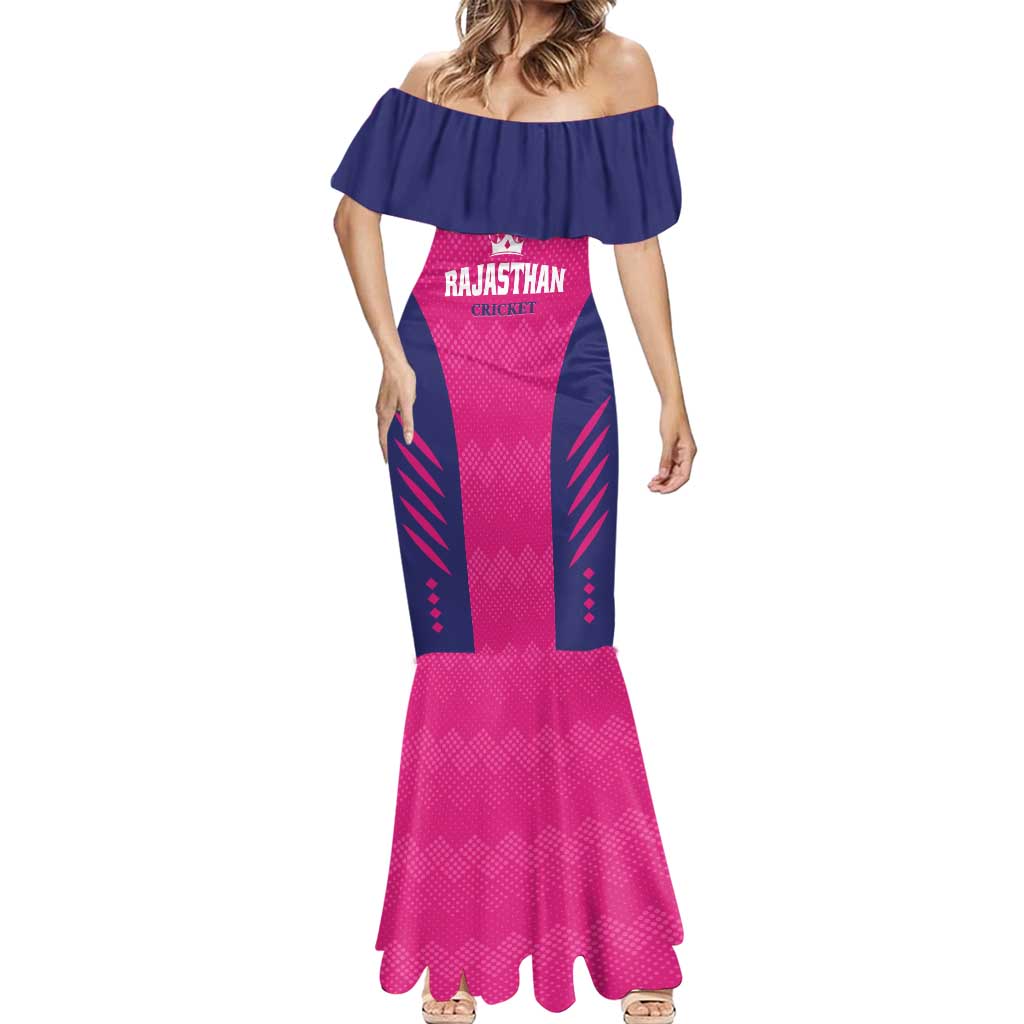 Custom Rajasthan 2025 Cricket Royals Mermaid Dress Pink And Halla Bol