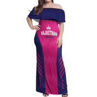 Custom Rajasthan 2025 Cricket Royals Off Shoulder Maxi Dress Pink And Halla Bol
