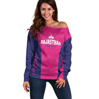 Custom Rajasthan 2025 Cricket Royals Off Shoulder Sweater Pink And Halla Bol