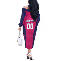 Custom Rajasthan 2025 Cricket Royals Off The Shoulder Long Sleeve Dress Pink And Halla Bol