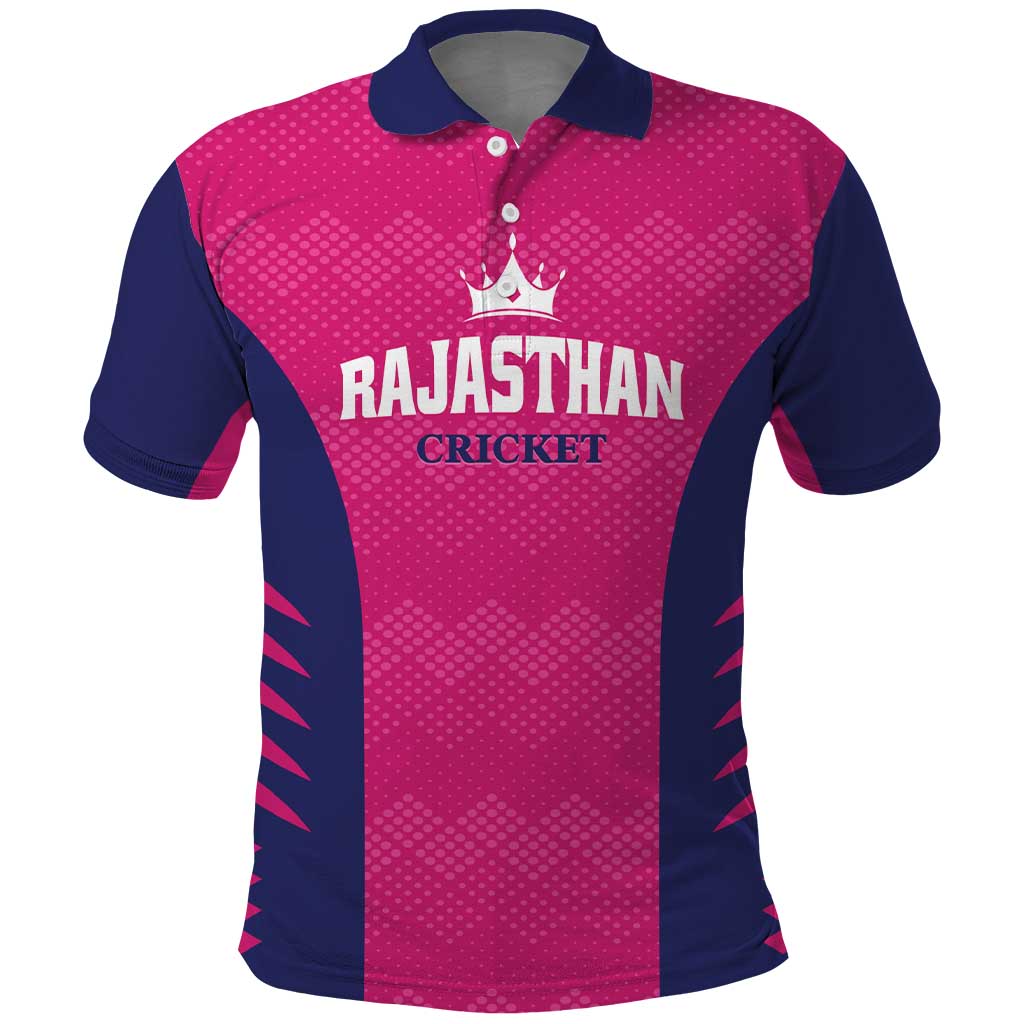Custom Rajasthan 2025 Cricket Royals Polo Shirt Pink And Halla Bol