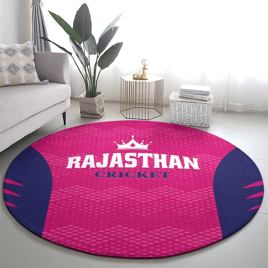 Rajasthan 2025 Cricket Royals Round Carpet Pink And Halla Bol