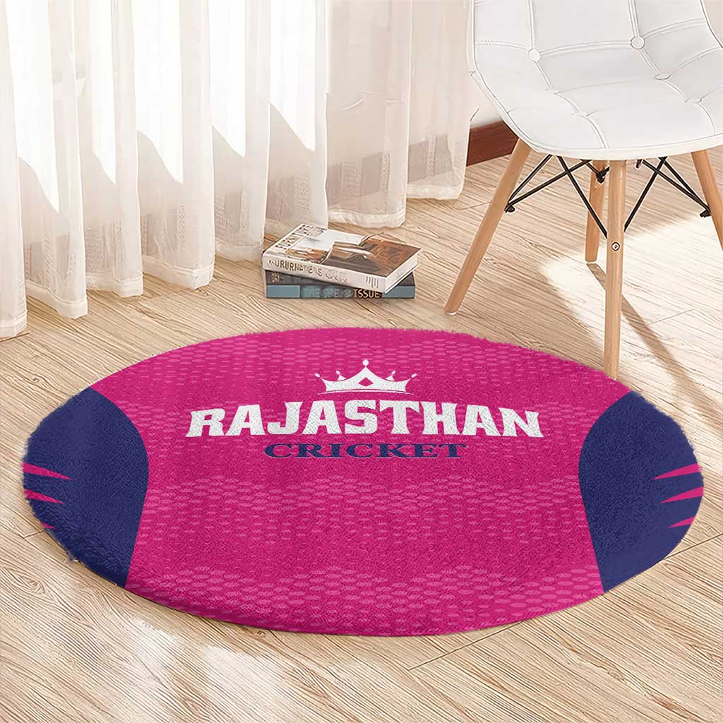 Rajasthan 2025 Cricket Royals Round Carpet Pink And Halla Bol
