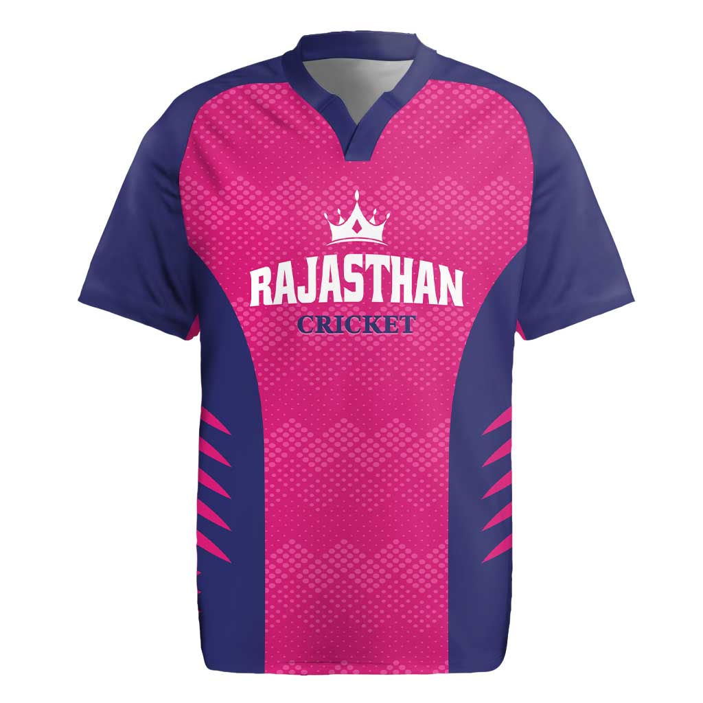Custom Rajasthan 2025 Cricket Royals Rugby Jersey Pink And Halla Bol