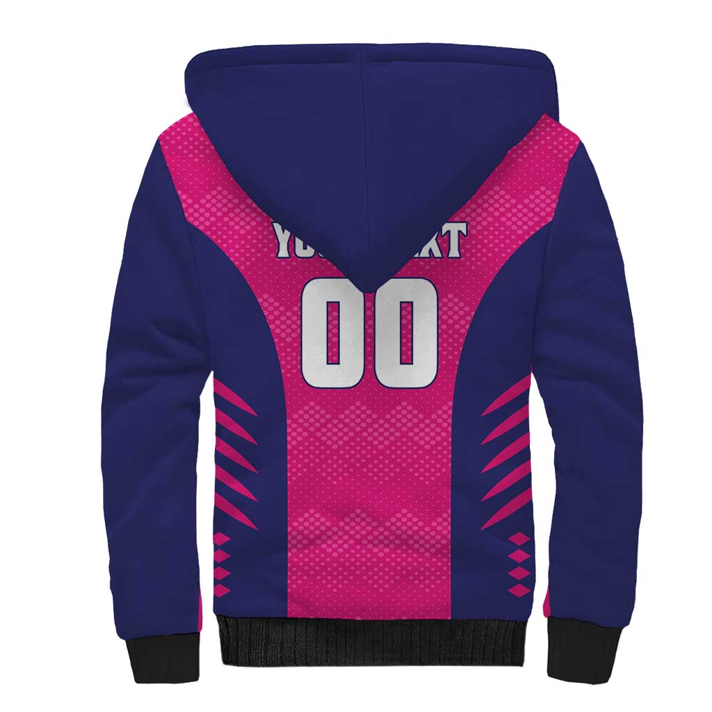 Custom Rajasthan 2025 Cricket Royals Sherpa Hoodie Pink And Halla Bol