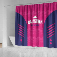 Rajasthan 2025 Cricket Royals Shower Curtain Pink And Halla Bol
