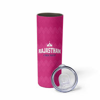 Custom Rajasthan 2025 Cricket Royals Skinny Tumbler Pink And Halla Bol
