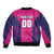 Custom Rajasthan 2025 Cricket Royals Sleeve Zip Bomber Jacket Pink And Halla Bol