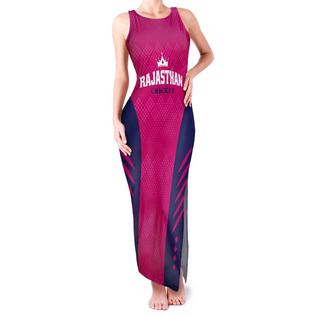 Custom Rajasthan 2025 Cricket Royals Tank Maxi Dress Pink And Halla Bol