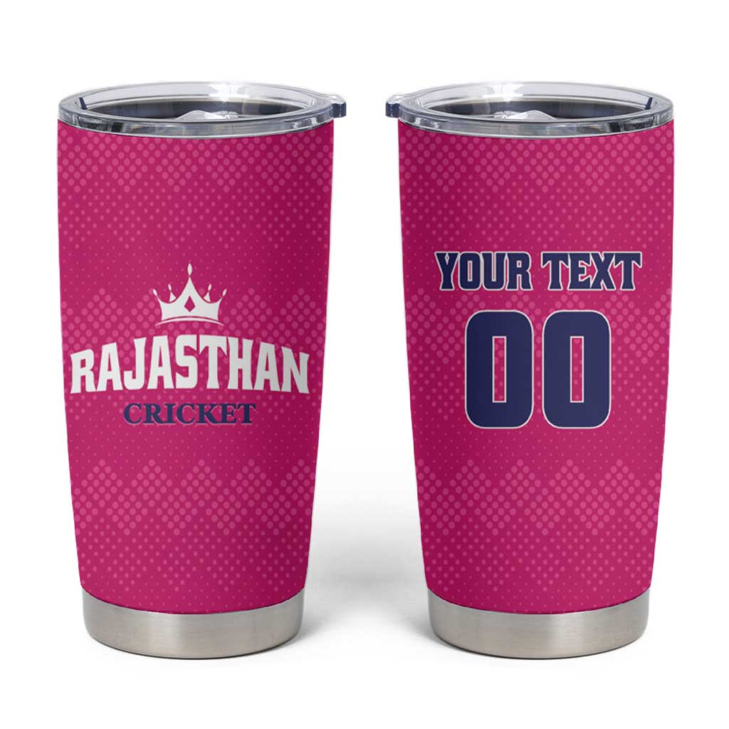 Custom Rajasthan 2025 Cricket Royals Tumbler Cup Pink And Halla Bol