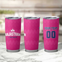 Custom Rajasthan 2025 Cricket Royals Tumbler Cup Pink And Halla Bol