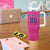 Custom Rajasthan 2025 Cricket Royals Tumbler With Handle Pink And Halla Bol
