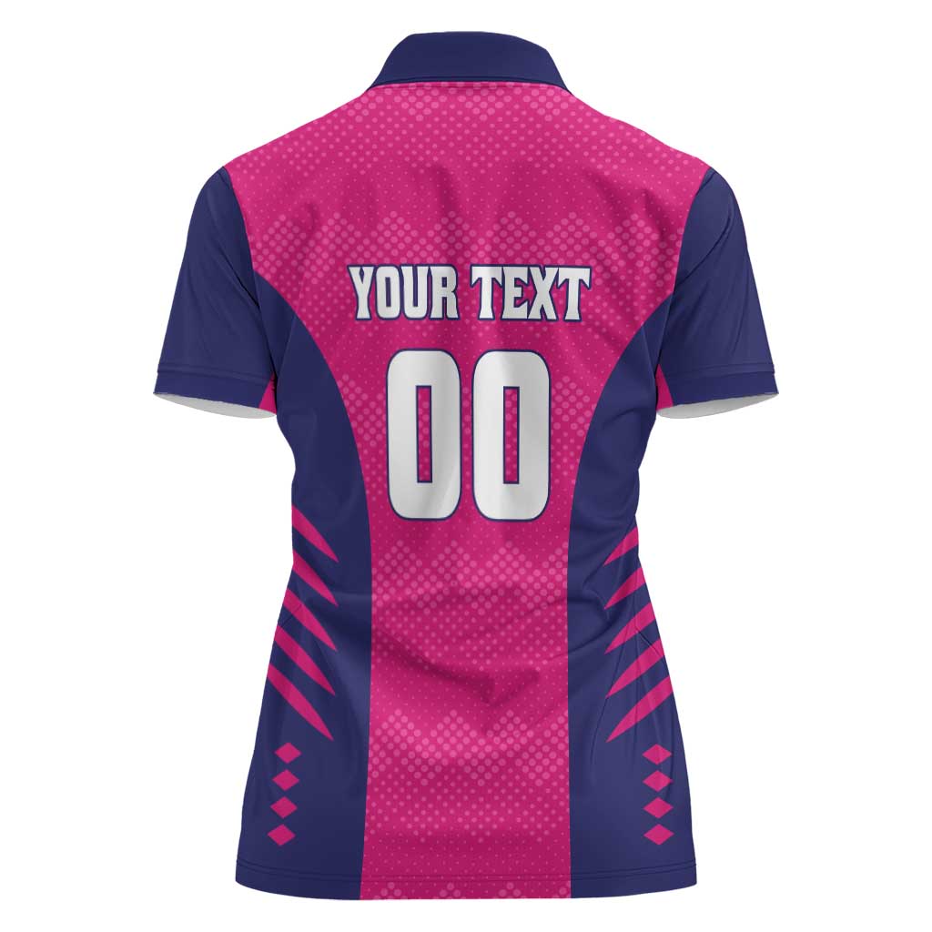 Custom Rajasthan 2025 Cricket Royals Women Polo Shirt Pink And Halla Bol