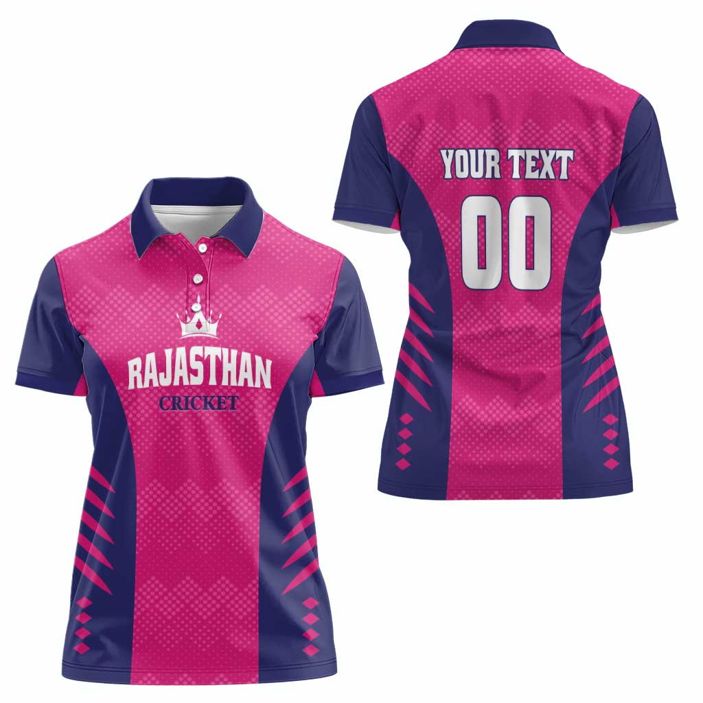 Custom Rajasthan 2025 Cricket Royals Women Polo Shirt Pink And Halla Bol