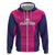 Custom Rajasthan 2025 Cricket Royals Zip Hoodie Pink And Halla Bol