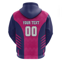Custom Rajasthan 2025 Cricket Royals Zip Hoodie Pink And Halla Bol