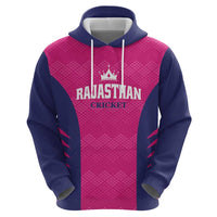 Custom Rajasthan 2025 Cricket Royals Zip Hoodie Pink And Halla Bol
