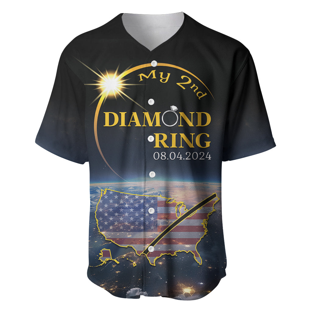 Personalized Total Solar Eclipse 2024 Baseball Jersey My 2nd Diamond Ring - Wonder Print Shop