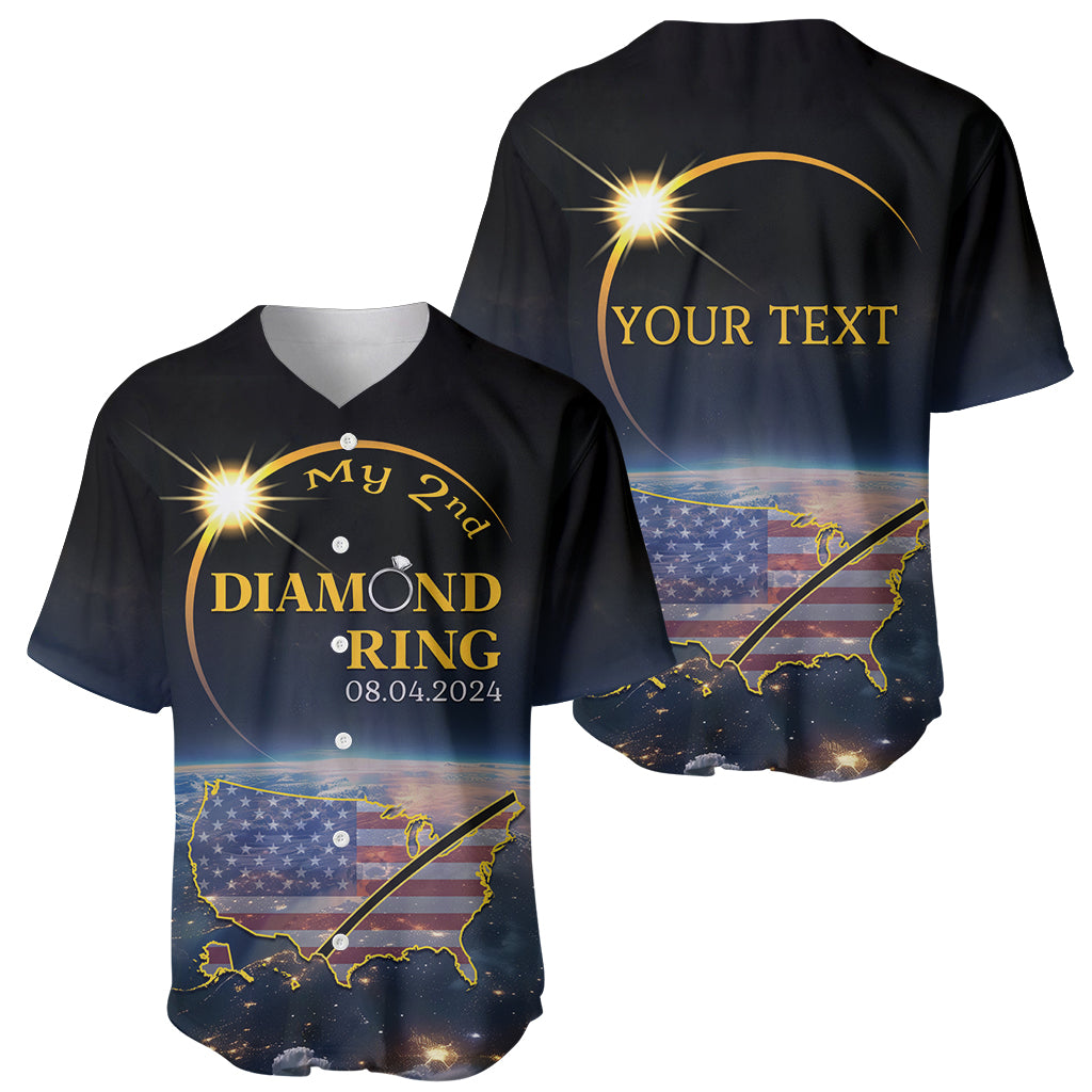 Personalized Total Solar Eclipse 2024 Baseball Jersey My 2nd Diamond Ring - Wonder Print Shop